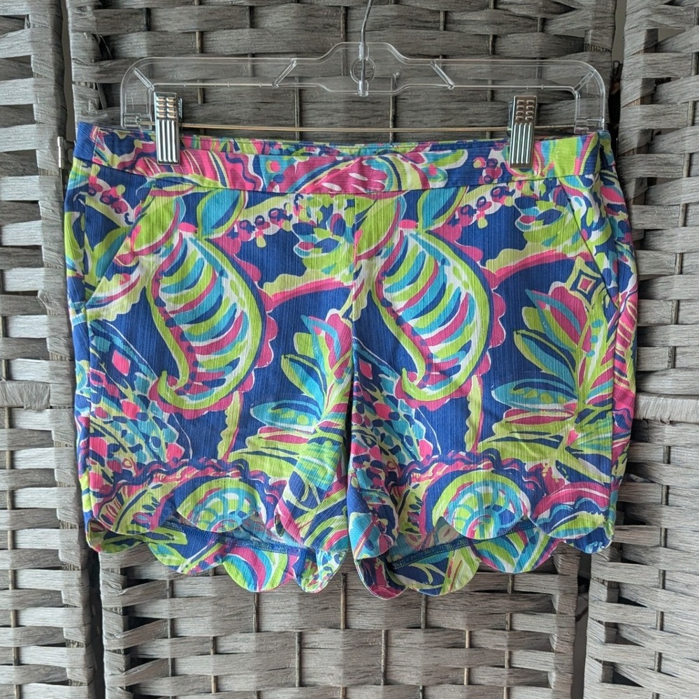 Lilly Pulitzer Buttercup Shorts Multi-Color Scalloped Bright Paisley Womens 2